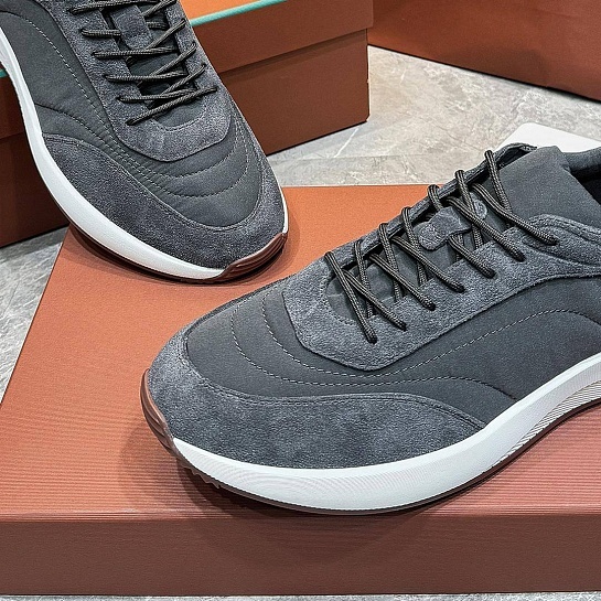 Замшевые кроссовки Loro Piana Week End Walk - Grey