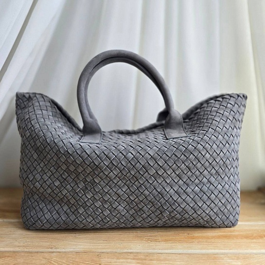 Замшевая сумка Bottega Veneta Cabat 40x28 см - Grey
