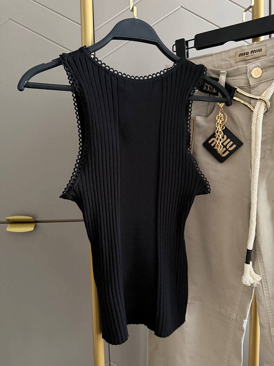 Женская чёрная майка MIU MIU premium