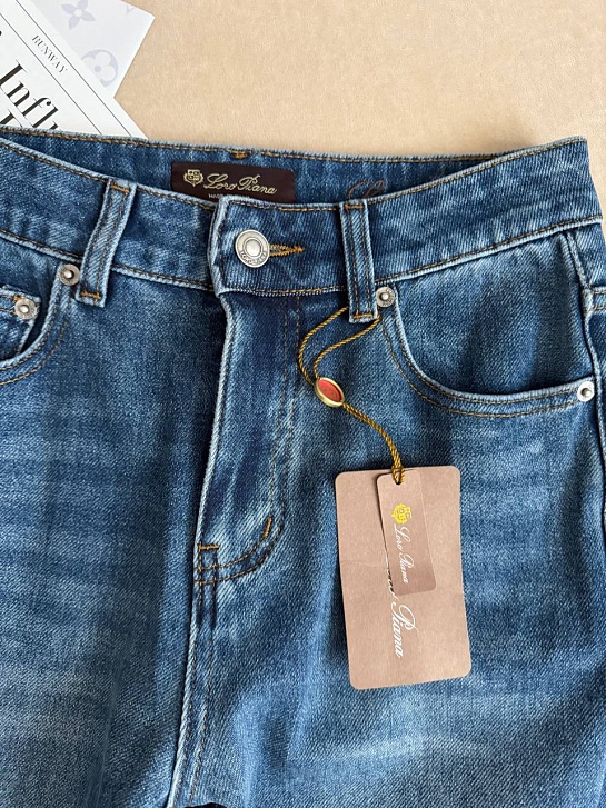 Синие женские джинсы клёш  Loro Piana premium