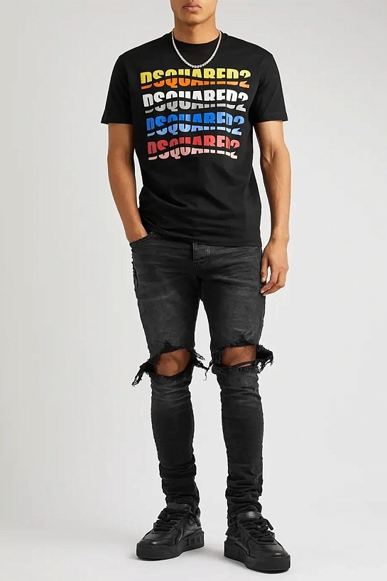 Мужская чёрная футболка Dsquared2 Color Wave