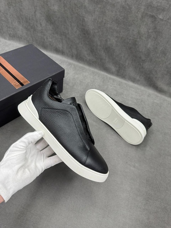 Мужские кроссовки Ermenegildo Zegna Triple Stitch - Black / White