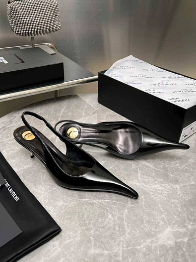 Женские кожаные туфли на каблуке Yves Saint Laurent premium   
