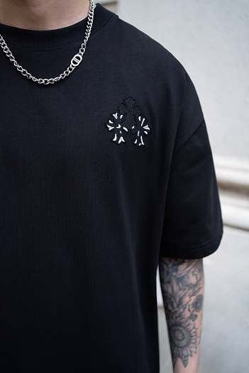 Чёрная оверсайз футболка Chrome Hearts Premium   