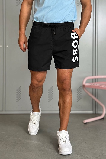 Мужские чёрные шорты Hugo Boss logo-print   