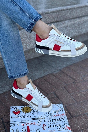 Женские кроссовки Dolce & Gabbana Custom 2.Zero - White / Red   