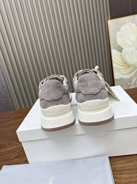 Женские замшевые кроссовки Brunello Cucinelli - Grey