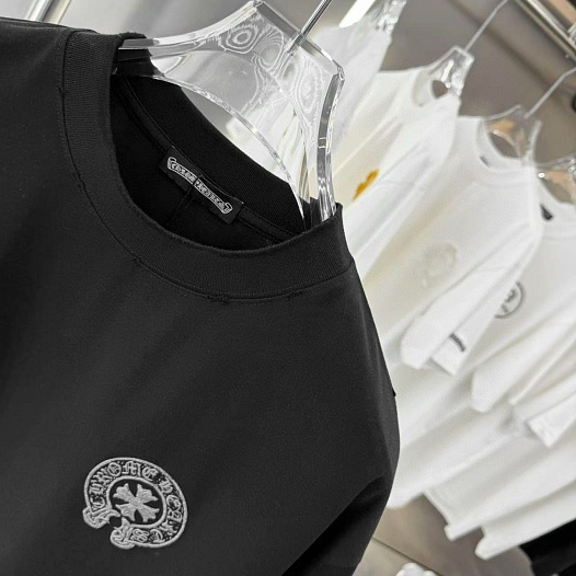 Чёрная оверсайз футболка Chrome Hearts Premium   