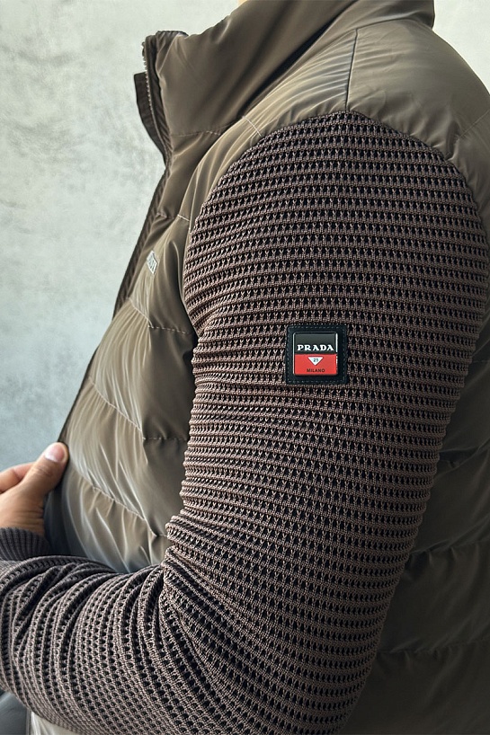 Куртка с вязаными рукавами Prada Linea Rossa - Brown