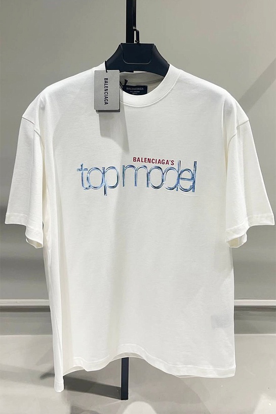 Белая оверсайз футболка Balenciaga Top Model logo-print
