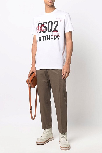Мужская белая футболка Dsquared2 Brothers   