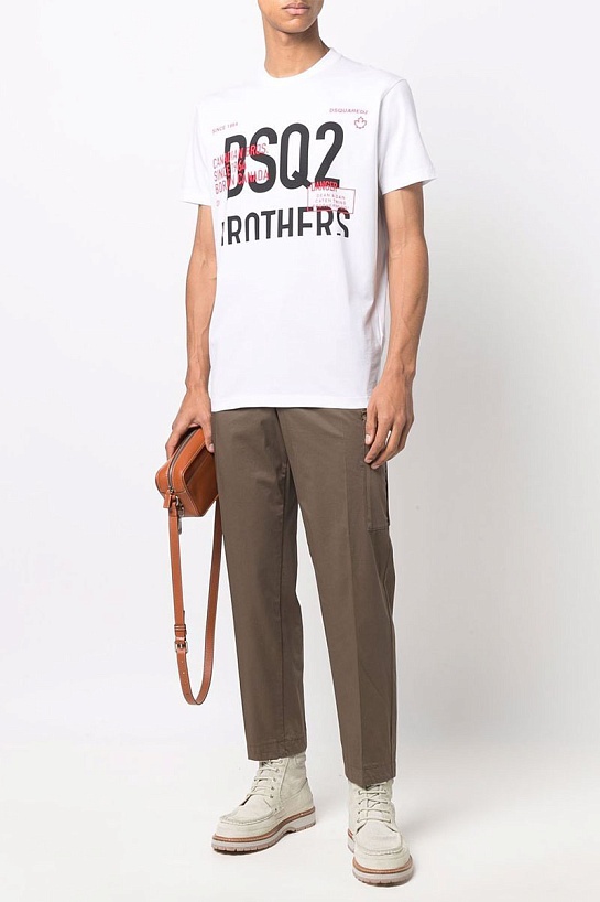 Мужская белая футболка Dsquared2 Brothers