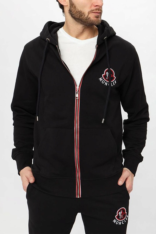 Чёрный спортивный костюм Moncler logo-embroidered