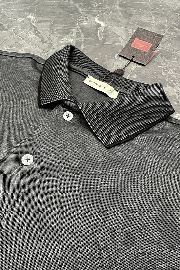 Серое поло Etro с узором пейсли   