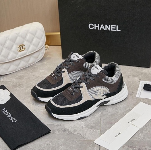 Женские замшевые кроссовки Chanel premium   