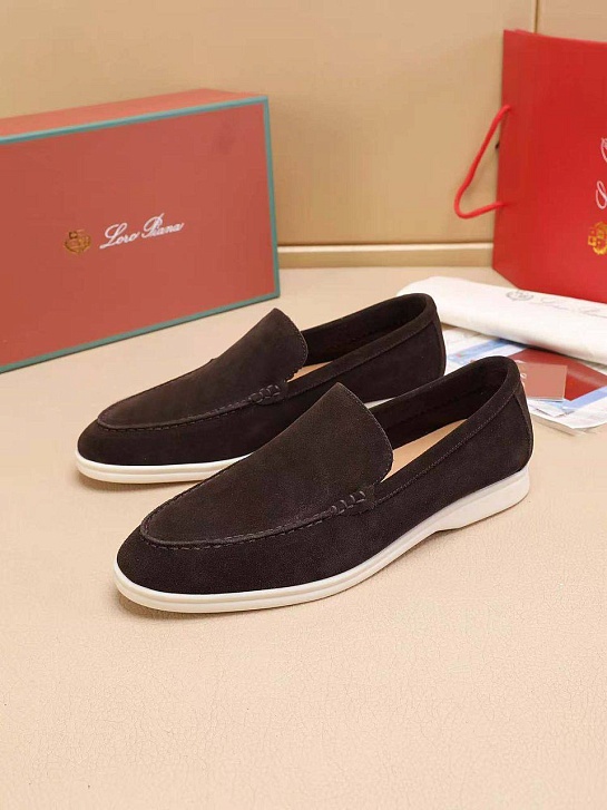 Мужские замшевые лоферы Loro Piana Summer Walk - Brown