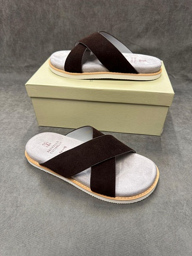 Замшевые шлёпанцы Brunello Cucinelli Crossover - Brown   