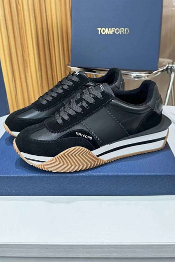 Комбинированные кроссовки Tom Ford James low-top - Black   