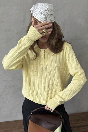 Женское поло с длинным рукавом Loewe жёлтого цвета   