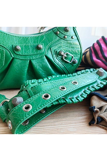 Кожаная сумка Balenciaga Le Cagole Xs - Green 24x15 см   