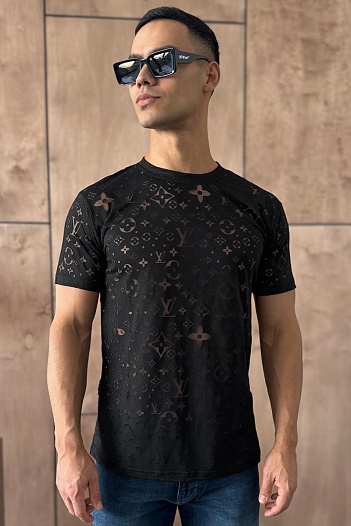Чёрная мужская футболка Louis Vuitton Monogram All-over   