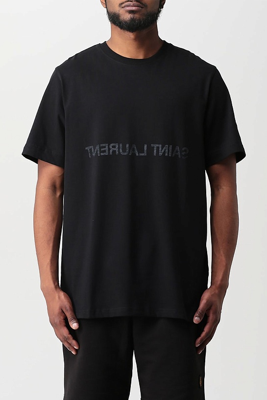 Чёрная футболка Saint Laurent reversed logo