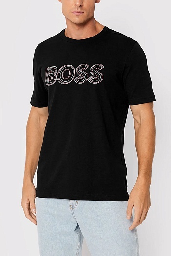 Мужская футболка Hugo Boss чёрного цвета   