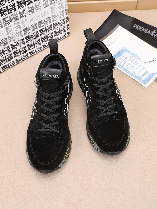 Замшевые кроссовки с мехом Premiata high-top - Black