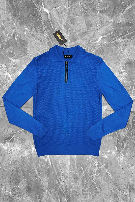 Поло с длинным рукавом Zilli zip-up - Blue