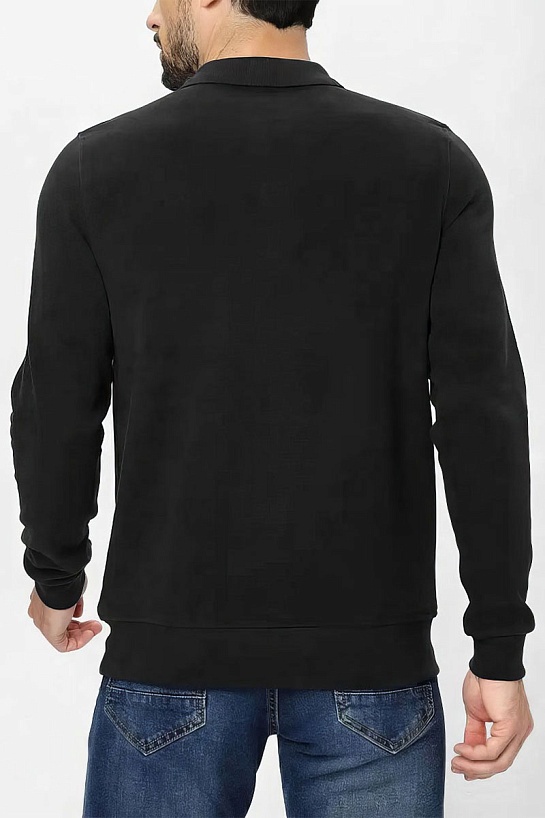 Чёрное поло с длинным рукавом Paul & Shark