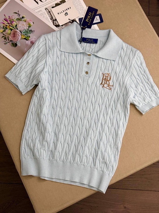 Женское поло Роlо Ralрh Lаurеn logo-embroidered premium - Blue