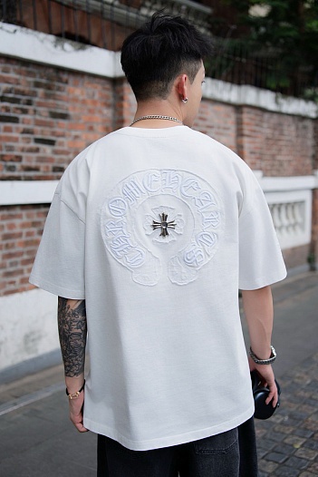Белая оверсайз футболка Chrome Hearts Premium   
