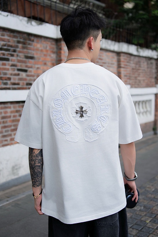 Белая оверсайз футболка Chrome Hearts Premium