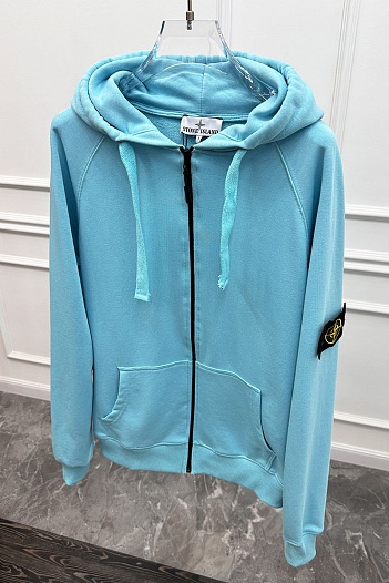 Голубая кофта на молнии Stone Island compass-patch   