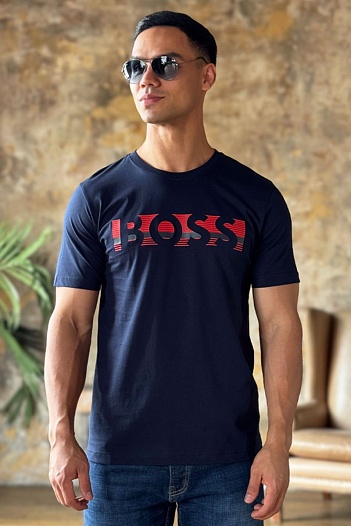 Мужская тёмно-синяя футболка Hugo Boss   
