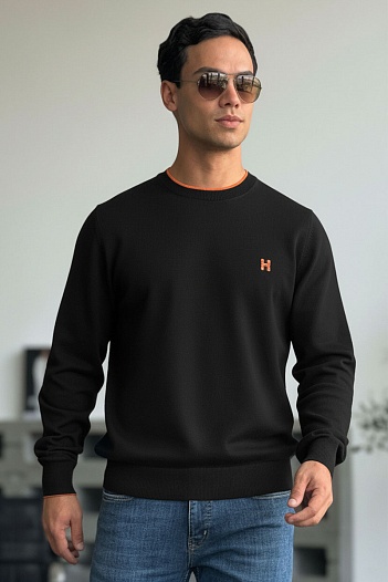 Мужской джемпер Hermes H embroidered - Black   