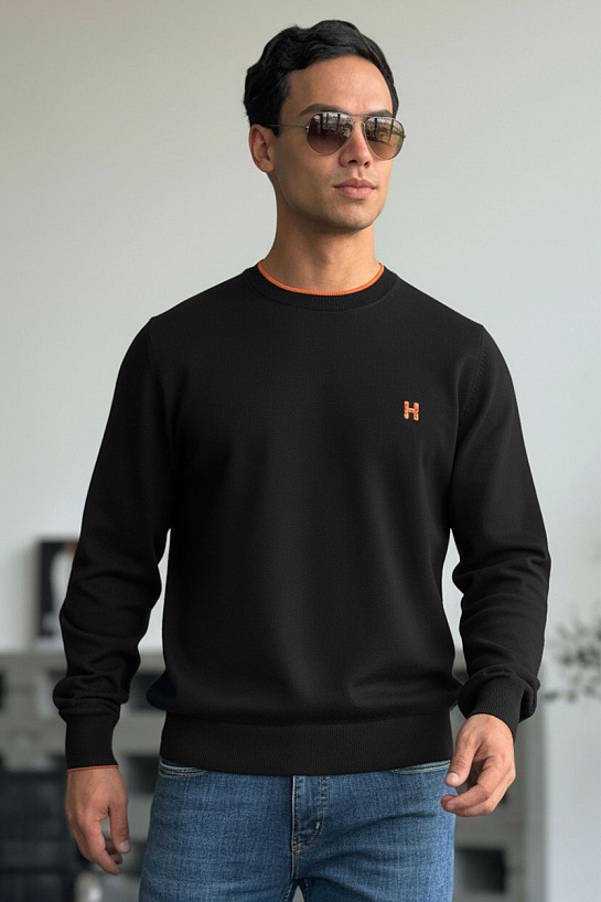 Мужской джемпер Hermes H embroidered - Black