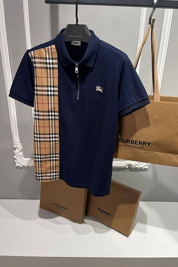 Мужское тёмно-синее поло Burberry   