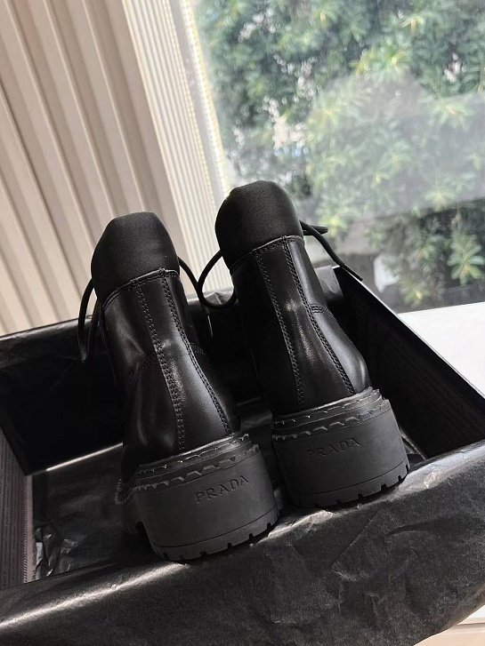 Женские чёрные ботинки Prada Premium