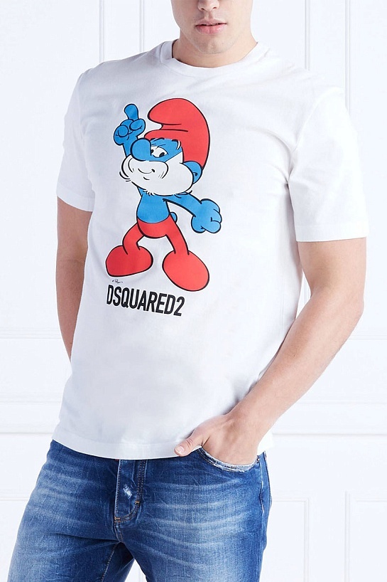 Белая футболка Dsquared2 smurfs graphic-print