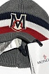 Мужская брендовая шапка Moncler серого цвета