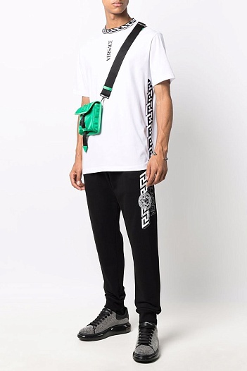 Белая мужская футболка Versace La Greca trim   