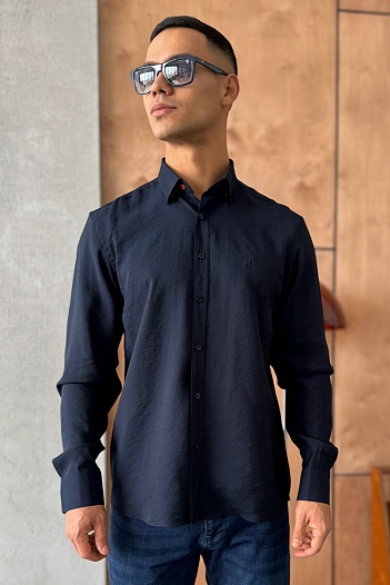 Мужская рубашка Hermes H embroidered - Navy   