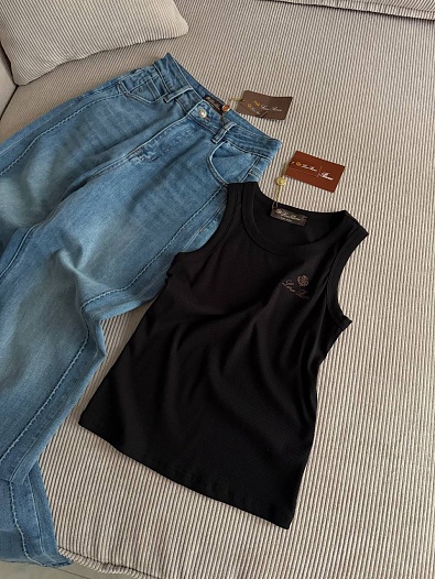 Женская чёрная майка Loro Piana premium    