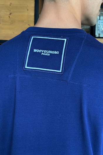 Синяя оверсайз футболка Wooyoungmi Basic Back Logo   