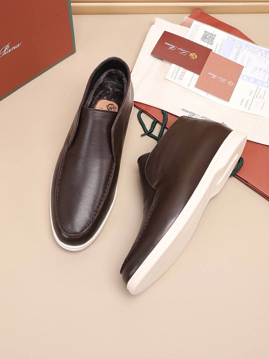 Кожаные лоферы с мехом Loro Piana Open Walk