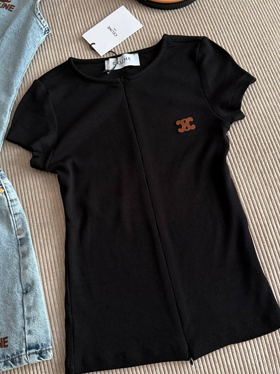 Чёрная женская футболка Celine premium