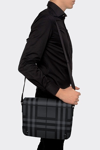 Кожаная сумка Burberry Bruno London Check 32x23 см   