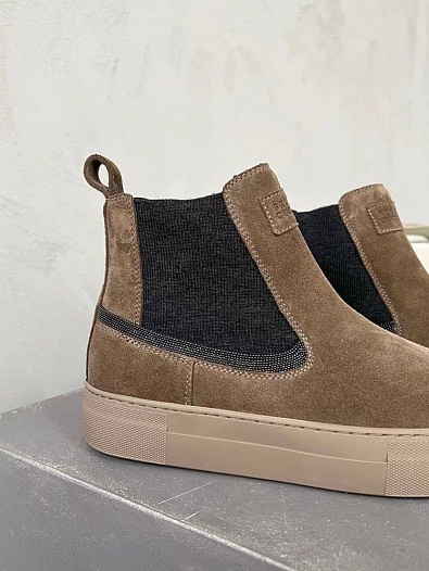 Женские замшевые ботинки Brunello Cucinelli Premium - Brown   