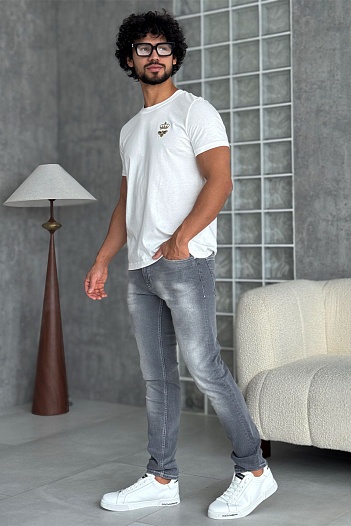 Мужские серые джинсы Dolce & Gabbana logo-plaque   